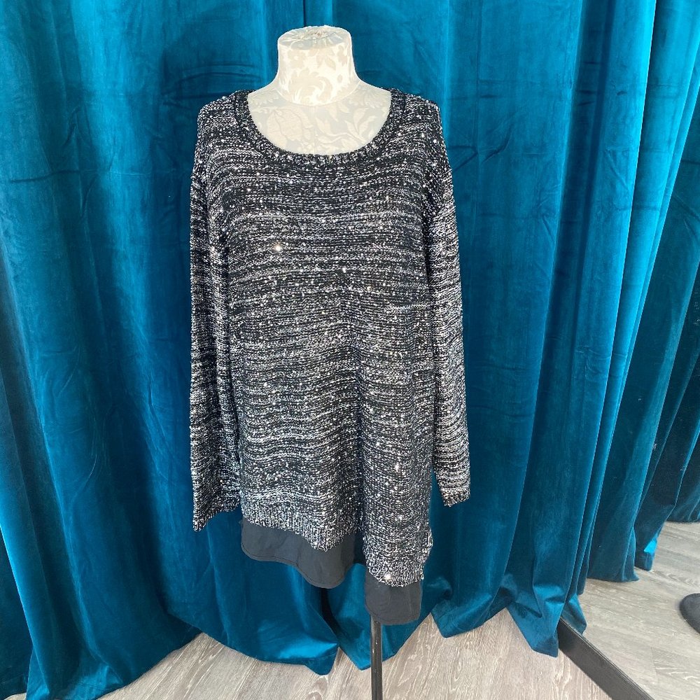Jaclyn Smith Pullover Sweater w/ Chiffon Hem